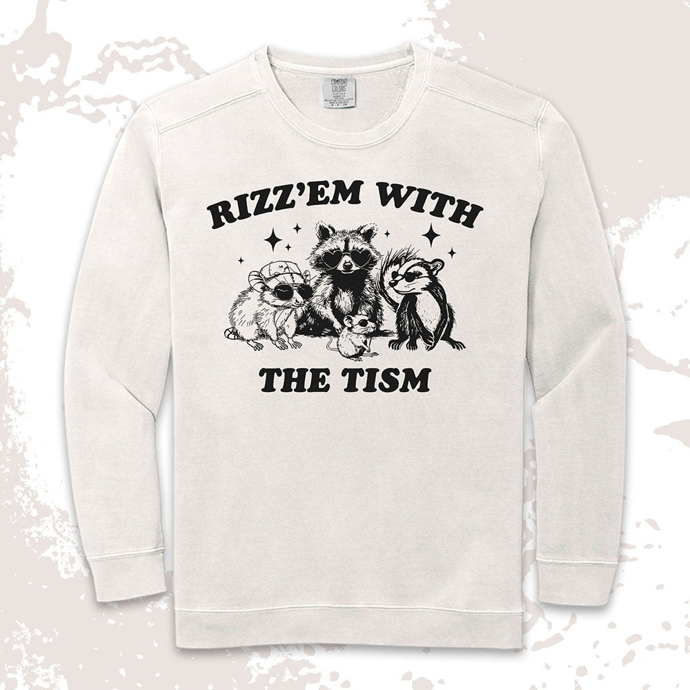 rizz em with the tism raccoon possum ferret funny meme shirt