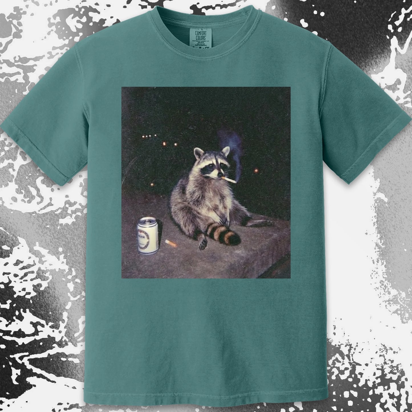 Raccoon Smoking T-Shirt, Late Night Loneliness Aesthetic, Dark Humor Animal Art
