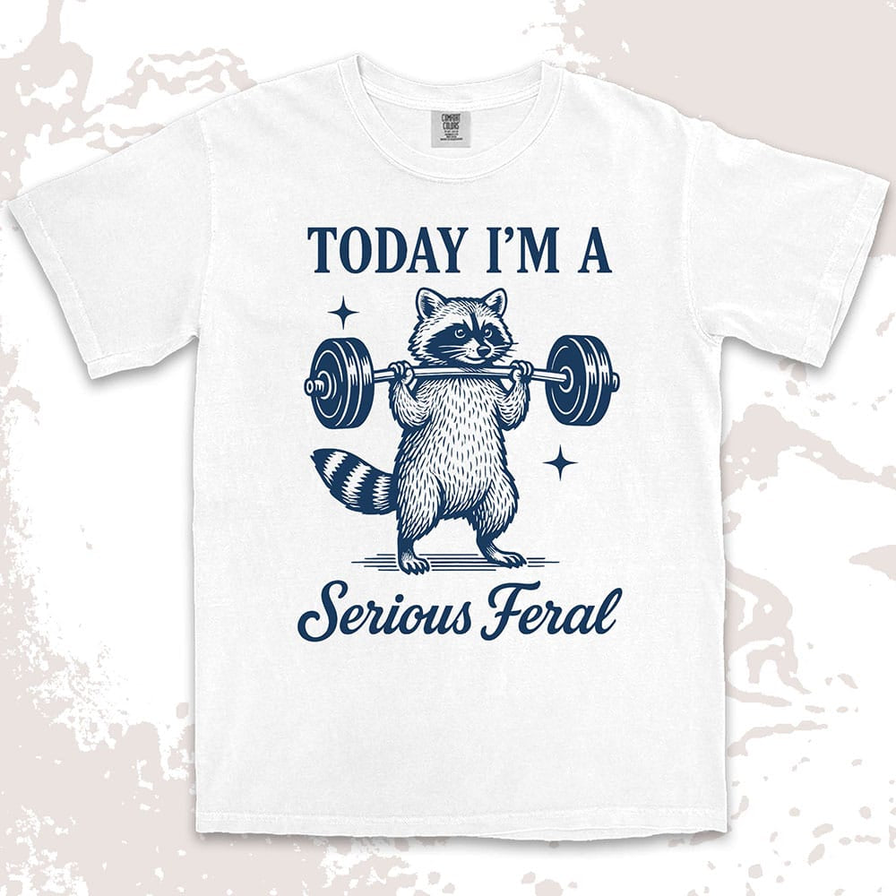 serious feral raccoon comfort colors t-shirt lifting weights