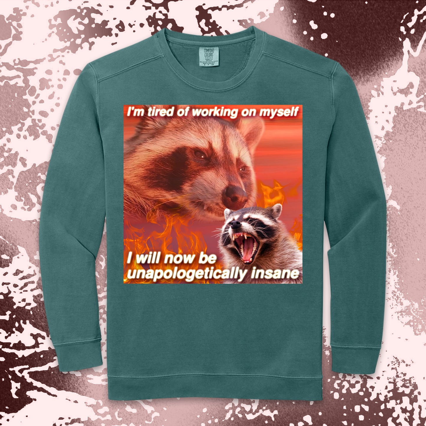 funny raccoon meme shirt unapologetically insane chaos humor aesthetic