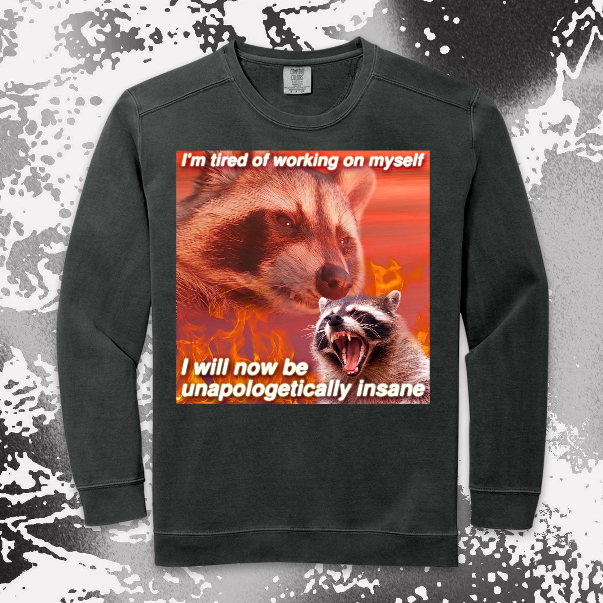 funny raccoon meme shirt unapologetically insane chaos humor aesthetic