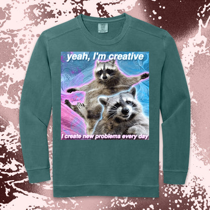 funny raccoon meme shirt yeah im creative chaos humor aesthetic