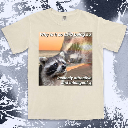 funny raccoon meme shirt insanely attractive intelligent humor aesthetic