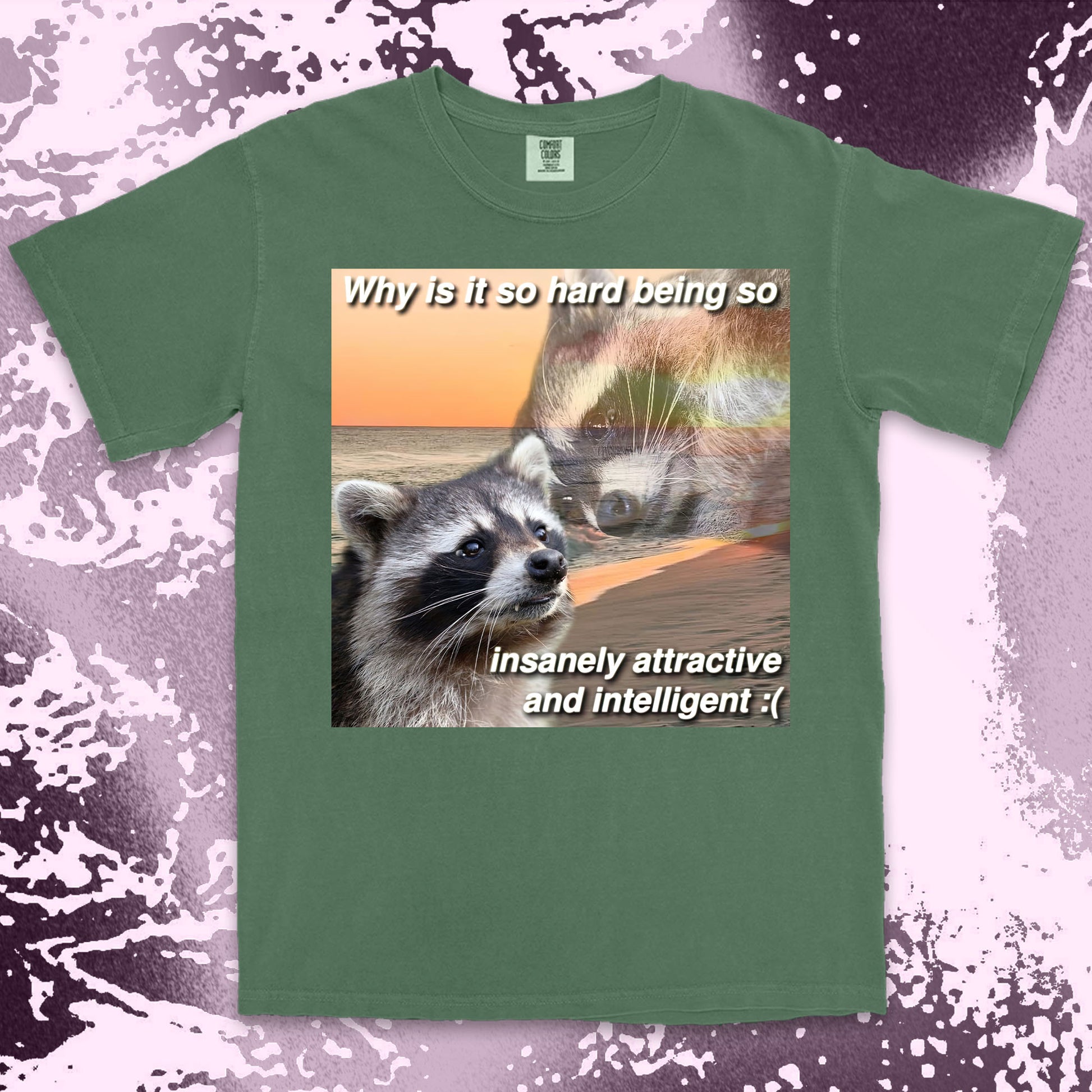 funny raccoon meme shirt insanely attractive intelligent humor aesthetic