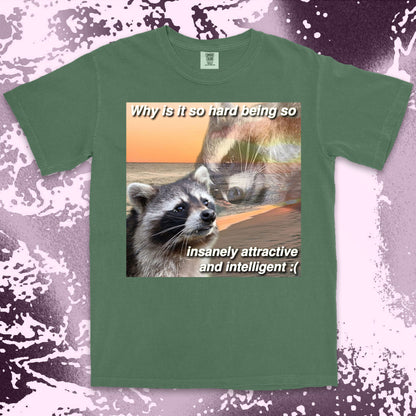 funny raccoon meme shirt insanely attractive intelligent humor aesthetic