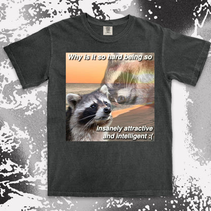 funny raccoon meme shirt insanely attractive intelligent humor aesthetic
