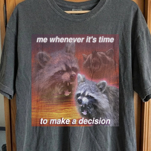 Decision Making Raccoon T-Shirt – Me Whenever It’s Time