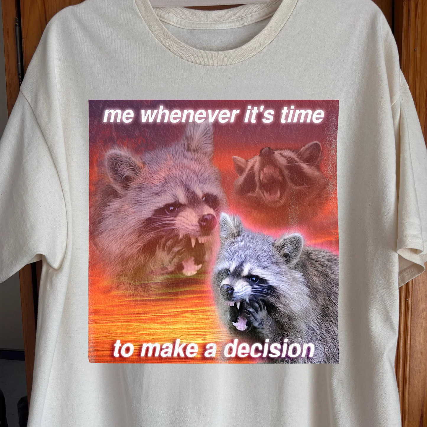 Decision Making Raccoon T-Shirt – Me Whenever It’s Time