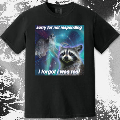 Sorry for Not Responding Raccoon T-Shirt – I Forgot I Was Real
