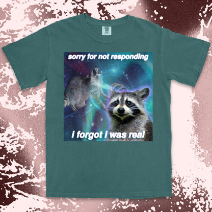 funny raccoon meme shirt sorry for not responding aesthetic humor