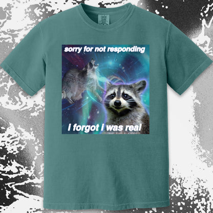 Sorry for Not Responding Raccoon T-Shirt – I Forgot I Was Real