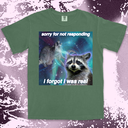 funny raccoon meme shirt sorry for not responding aesthetic humor