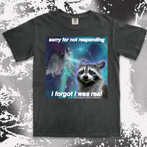 funny raccoon meme shirt sorry for not responding aesthetic humor