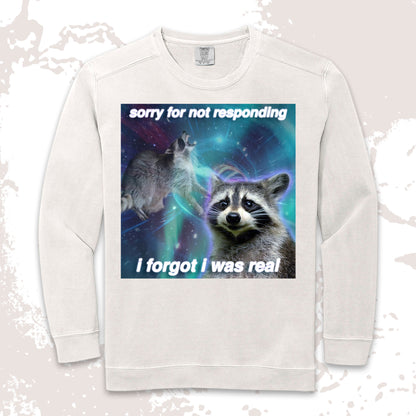 funny raccoon meme shirt sorry for not responding aesthetic humor