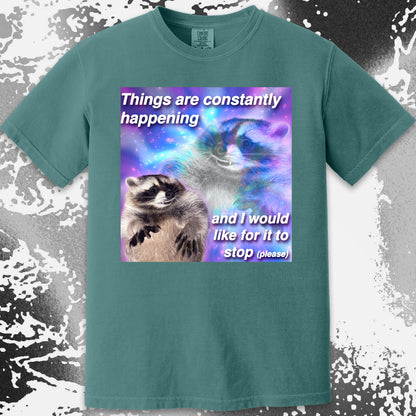 Things Are Constantly Happening Raccoon T-Shirt