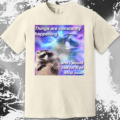 Things Are Constantly Happening Raccoon T-Shirt