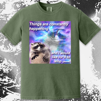 Things Are Constantly Happening Raccoon T-Shirt