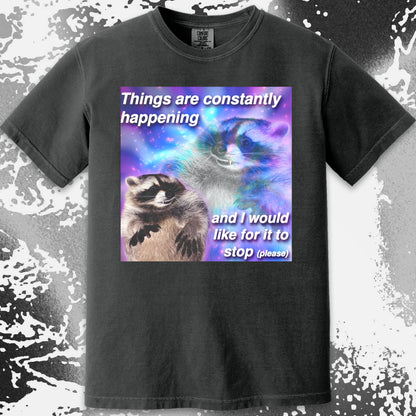 Things Are Constantly Happening Raccoon T-Shirt