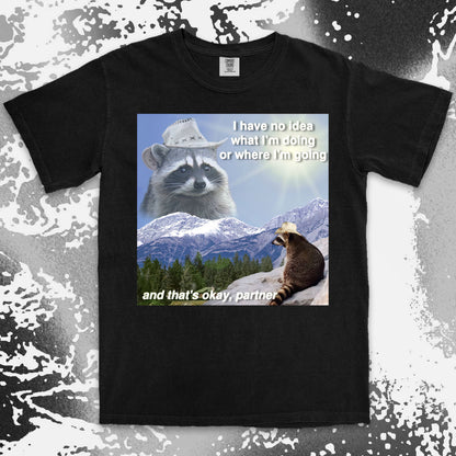 funny raccoon meme shirt cowboy raccoon i have no idea what im doing humor