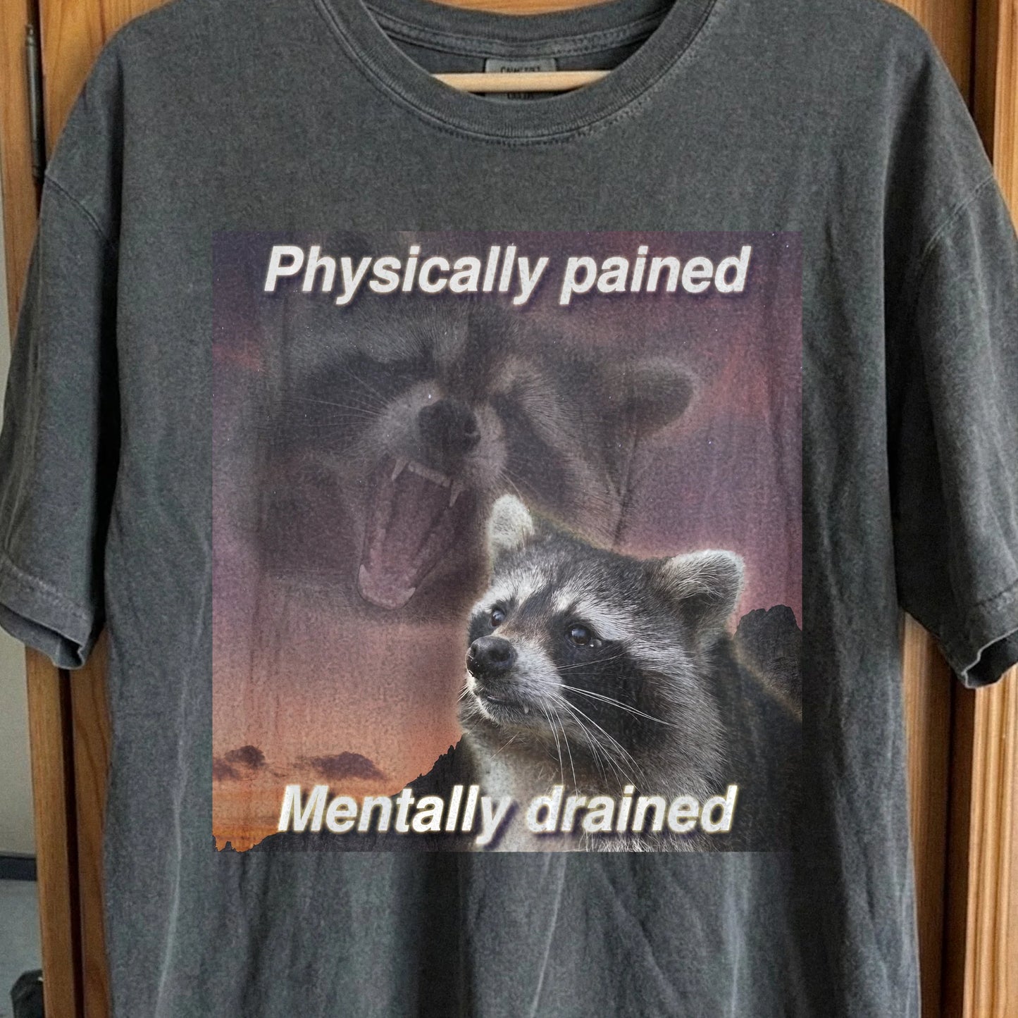 Physically Pained Mentally Drained Raccoon T-Shirt