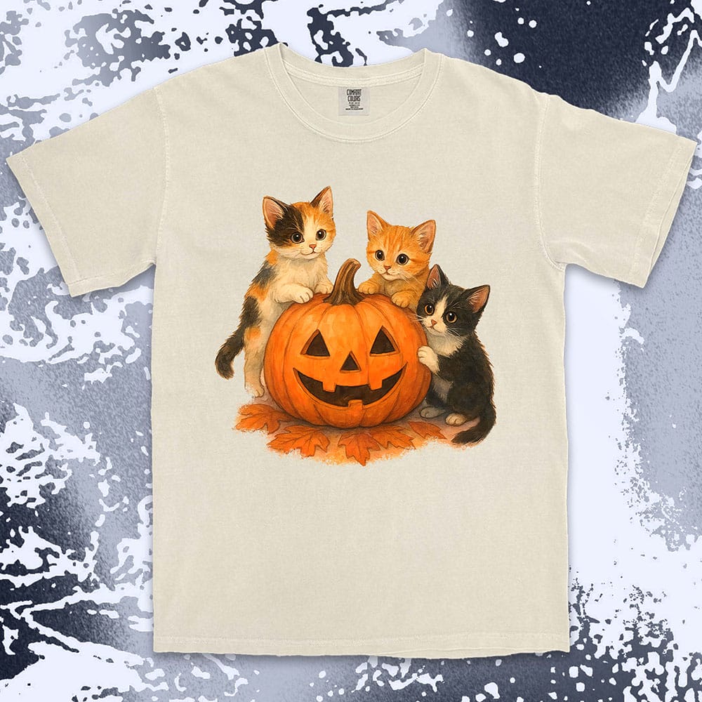 Halloween cats pumpkin cute kittens spooky shirt