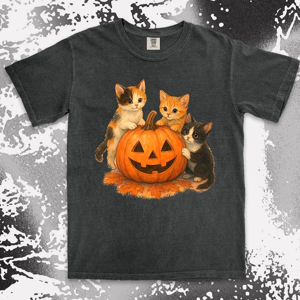 Halloween cats pumpkin cute kittens spooky shirt