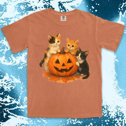 Halloween cats pumpkin cute kittens spooky shirt