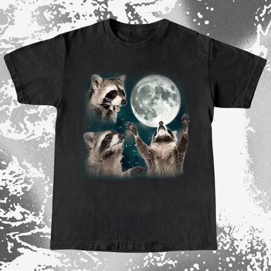 Three Raccoons Howling at the Moon Shirt