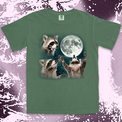 Three raccoons moon parody funny cosmic meme shirt
