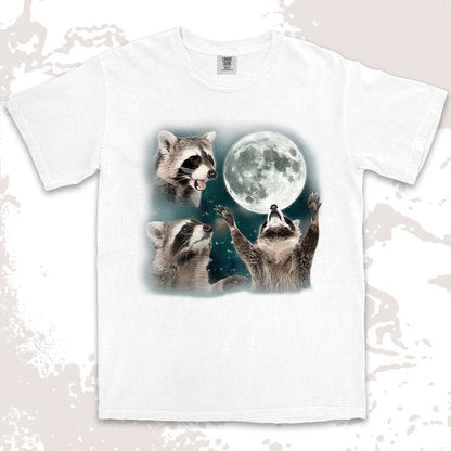 Three raccoons moon parody funny cosmic meme shirt