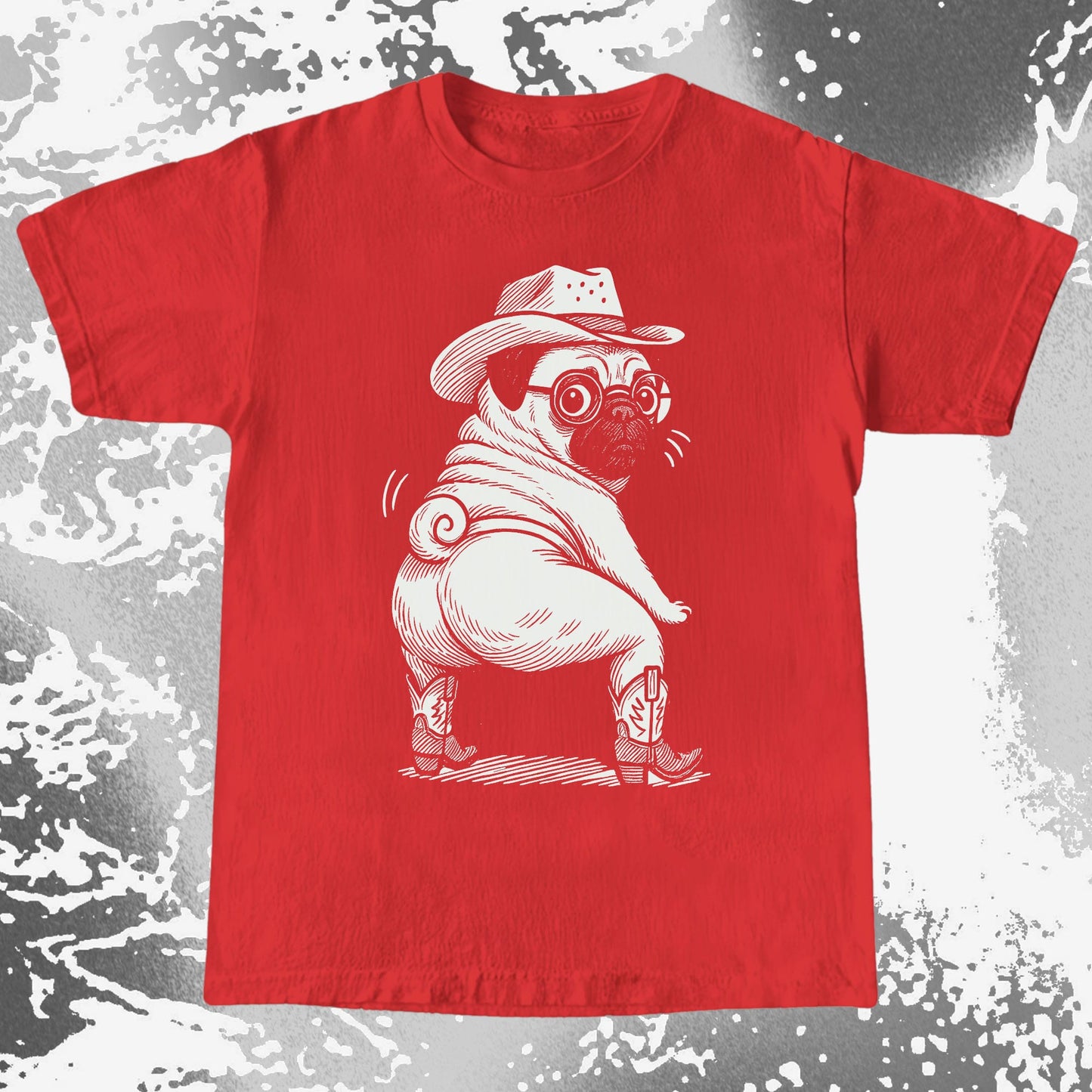 Funny Cowboy Pug Dog Illustration Shirt