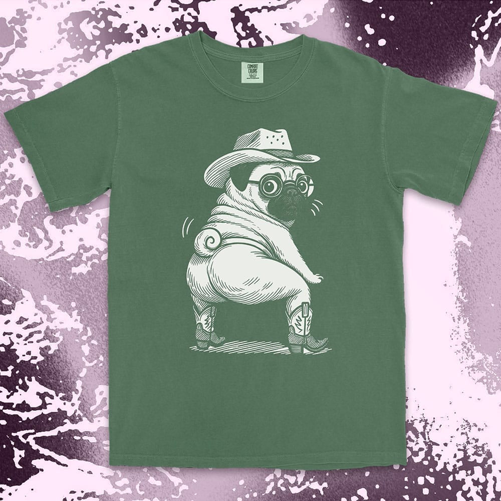 Cowboy pug funny dance twerking humor dog shirt