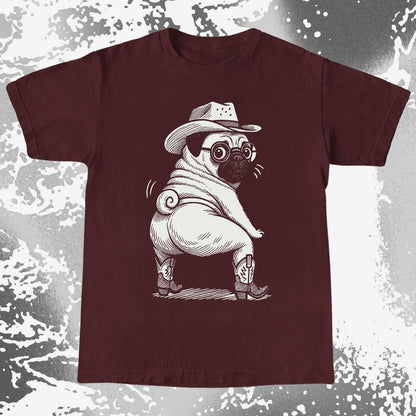 Funny Cowboy Pug Dog Illustration Shirt
