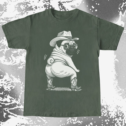 Funny Cowboy Pug Dog Illustration Shirt