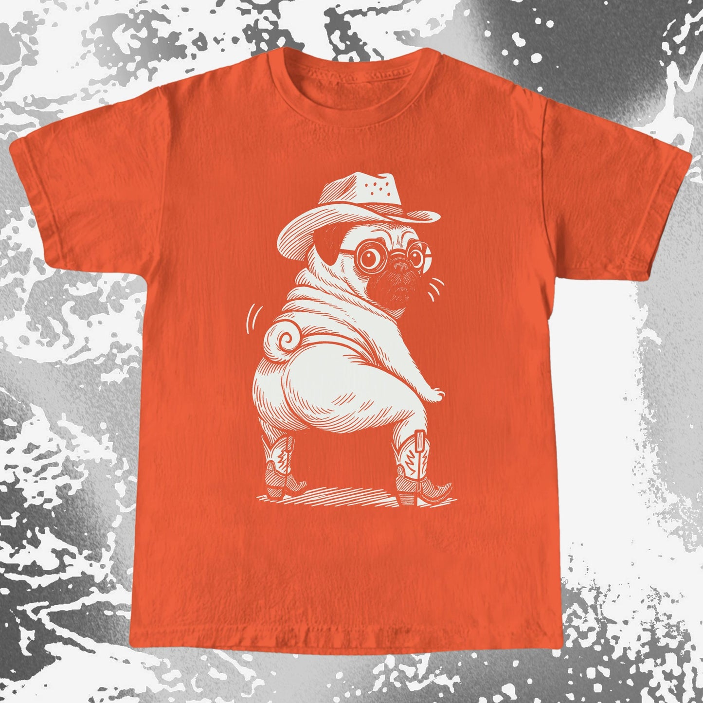 Funny Cowboy Pug Dog Illustration Shirt