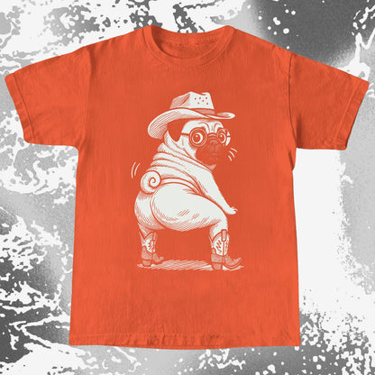 Funny Cowboy Pug Dog Illustration Shirt