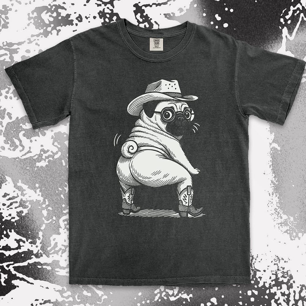 Cowboy pug funny dance twerking humor dog shirt