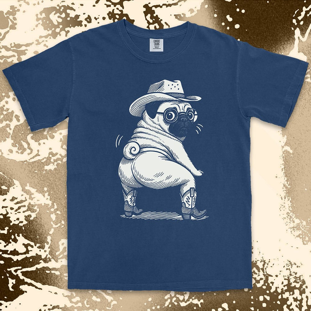 Cowboy pug funny dance twerking humor dog shirt