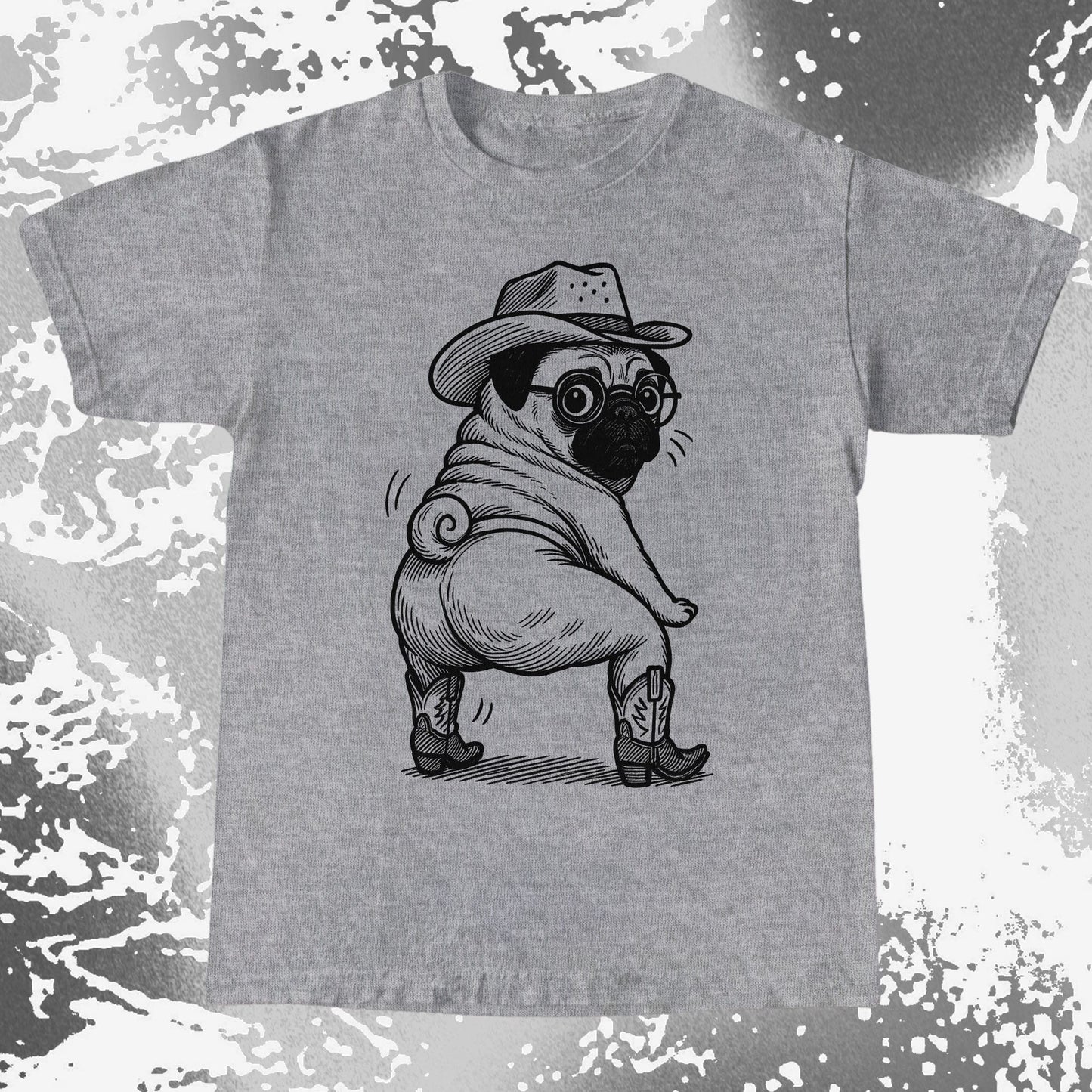 Funny Cowboy Pug Dog Illustration Shirt