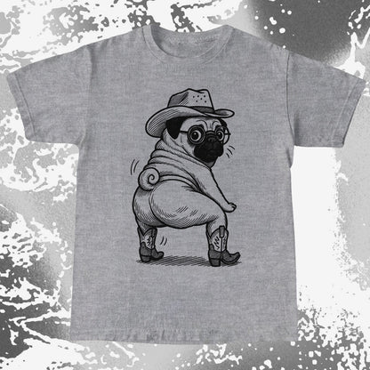 Funny Cowboy Pug Dog Illustration Shirt