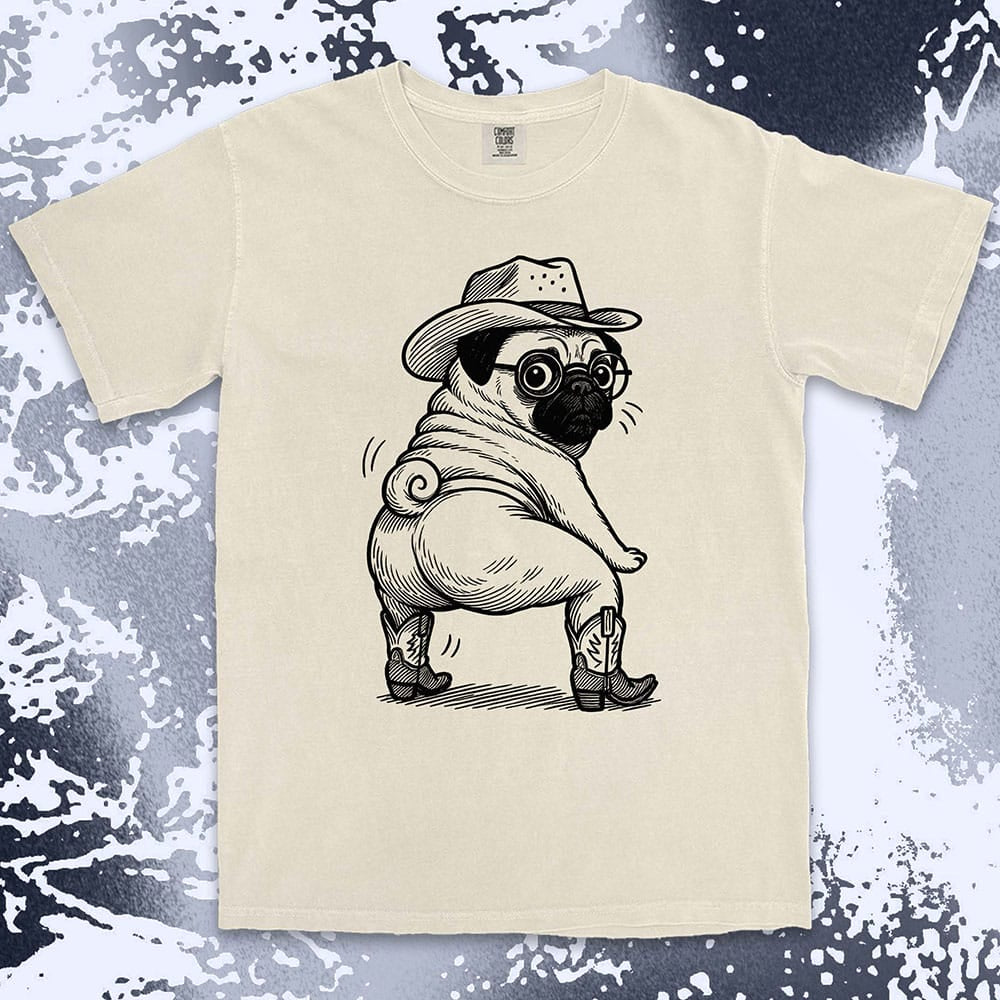 Cowboy pug funny dance twerking humor dog shirt