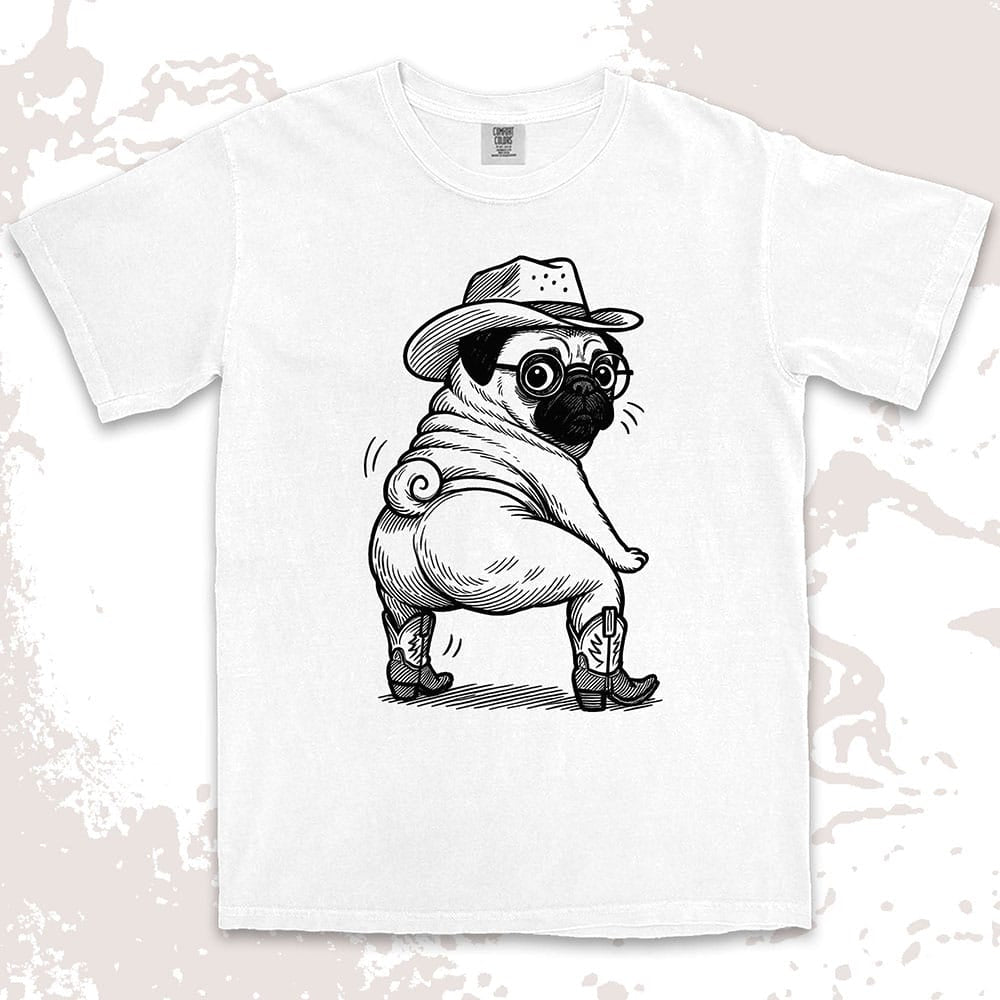 Cowboy pug funny dance twerking humor dog shirt