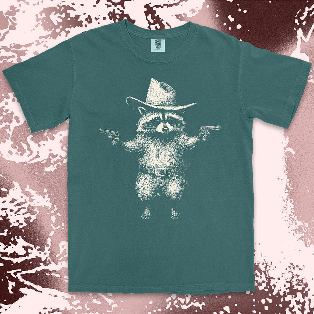 cowboy raccoon western shirt funny wild west trash panda tee