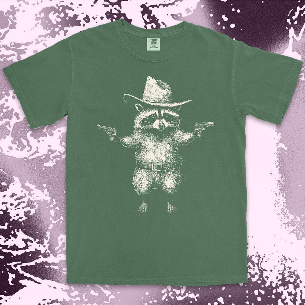 cowboy raccoon western shirt funny wild west trash panda tee