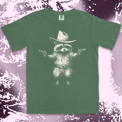cowboy raccoon western shirt funny wild west trash panda tee