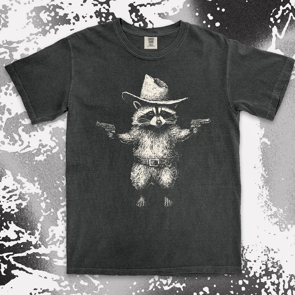 cowboy raccoon western shirt funny wild west trash panda tee