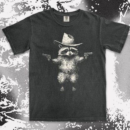 cowboy raccoon western shirt funny wild west trash panda tee