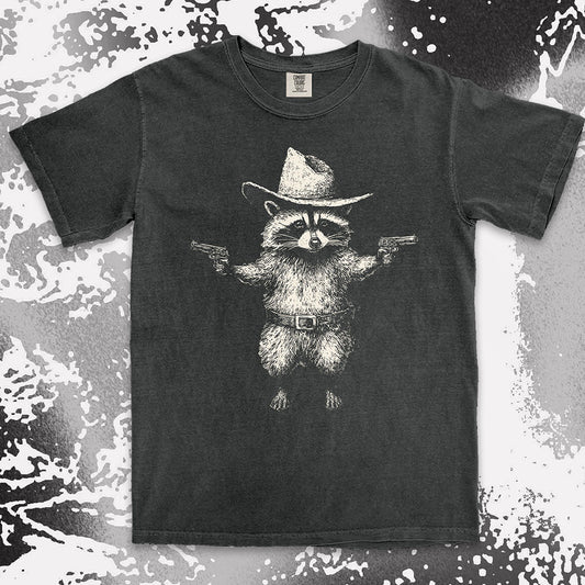 cowboy raccoon western shirt funny wild west trash panda tee