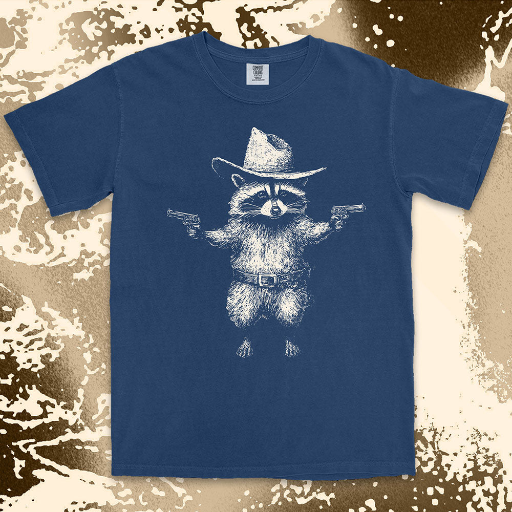 cowboy raccoon western shirt funny wild west trash panda tee