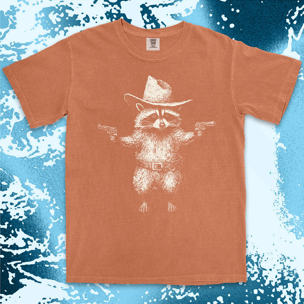 cowboy raccoon western shirt funny wild west trash panda tee